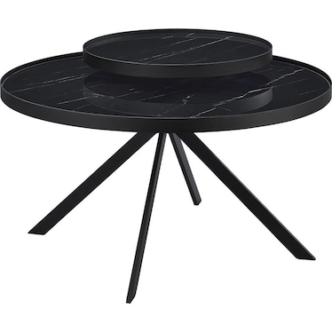 Torino Black Marble Printed Glass Top Coffee Table