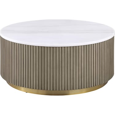 Dumont Taupe Round Marble Top Coffee Table