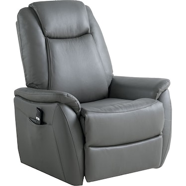 Deacon Dark Gray Leather Power Lift Recliner