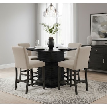 Carli Beige Boucle Counter Height Dining 5 Pcs Set