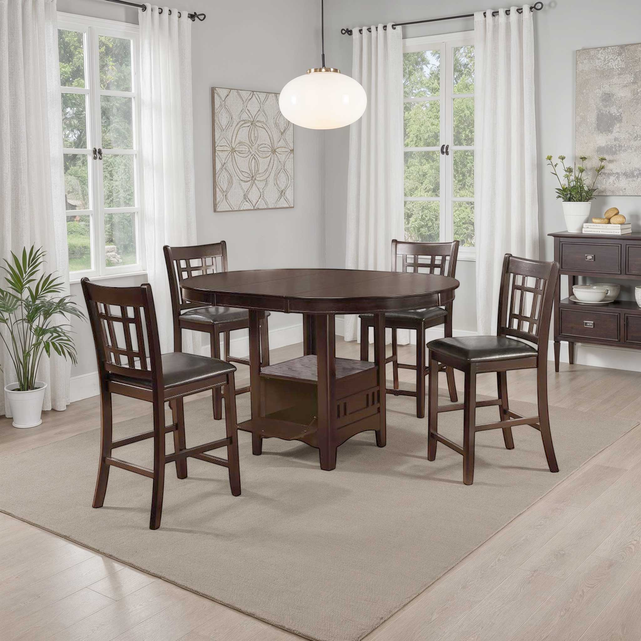 Lavon Espresso Extendable Counter Height Dining 5Pcs Set | Rana