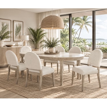 Ariston Oval Curved Back Dining 7 Pcs Set