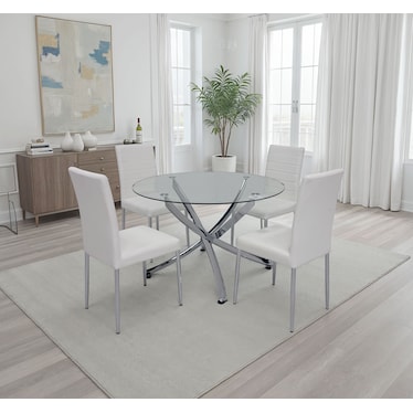 Vance White Dining 5 Pcs Set