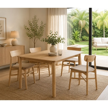 Brynn White Washed Dining 5 Pcs Set