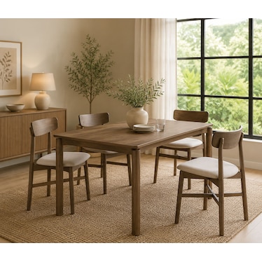 Brynn Natural Walnut Dining 5 Pcs Set