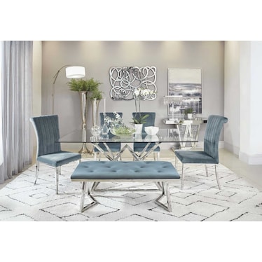 Harlow Upholstered Dining 6 Pcs Set
