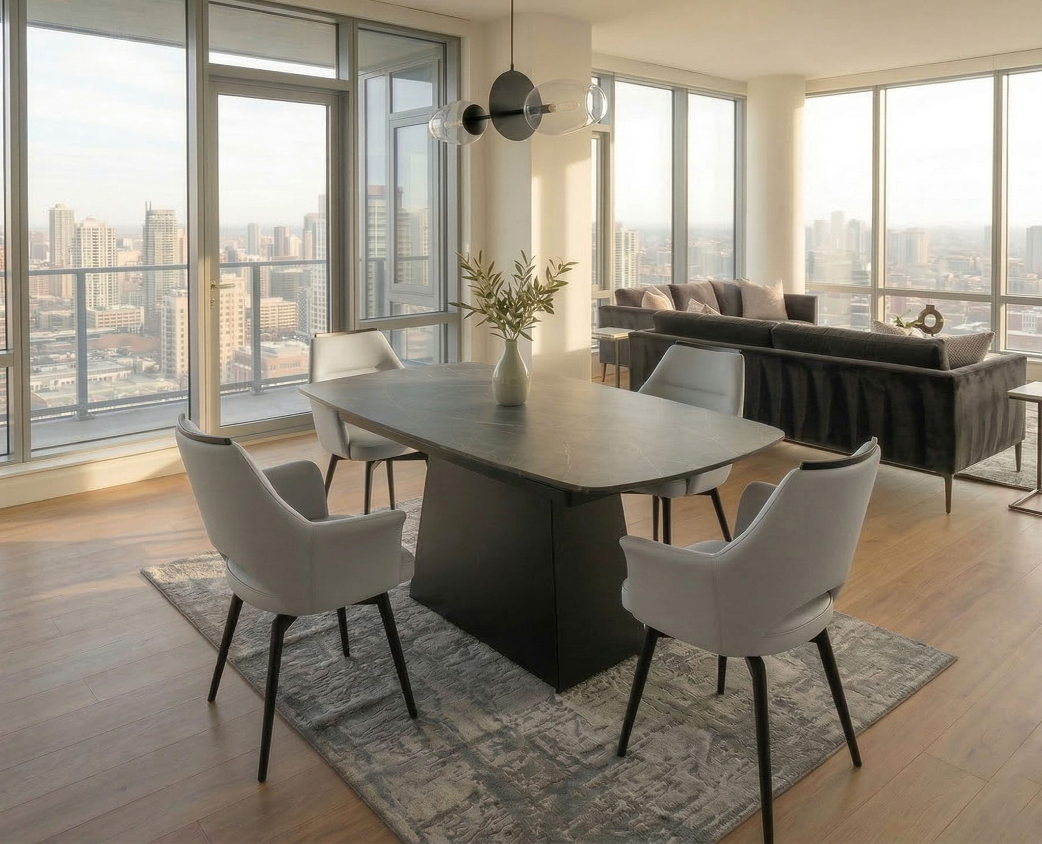 Asher Gray Dining 5 Pcs Set | Rana