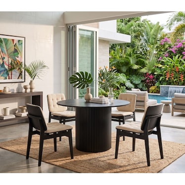 Kasimir Black & Cream Dining 5 Pcs Set