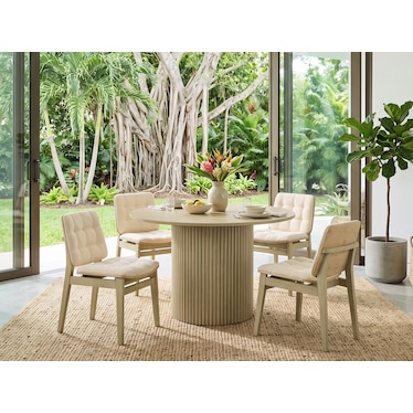 Kasimir Natural Oak & Cream Dining 5 Pcs Set