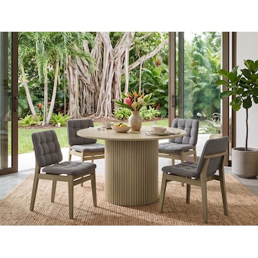Kasimir Natural Oak & Gray Dining 5 Pcs Set