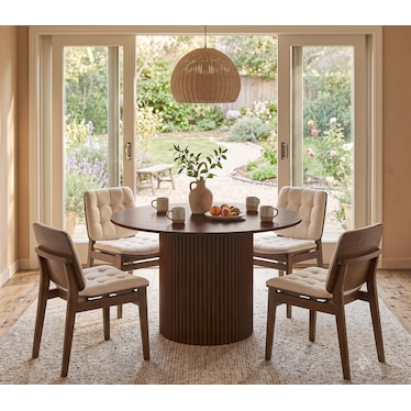 Kasimir Walnut & Cream Dining 5 Pcs Set