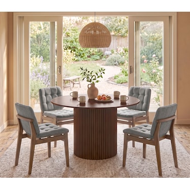 Kasimir Walnut & Gray Dining 5 Pcs Set