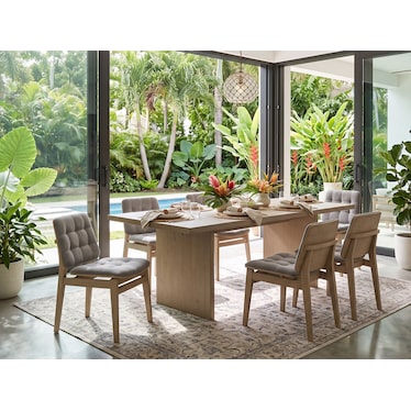 Valerio Natural Oak & Gray Dining 5 Pcs Set
