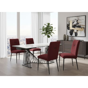 Lessie Burgundy Extendable Dining 5 Pcs Set