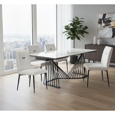 Lessie White Extendable Dining 5 Pcs Set