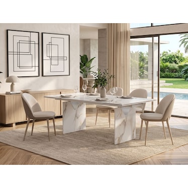 Georgia Beige Boucle Ceramic Dining 5 Pcs Set