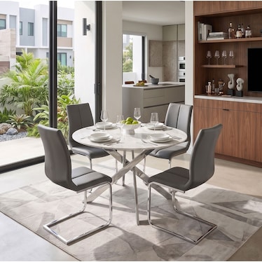 Aldo Round Grey Dining 5 Pcs Set