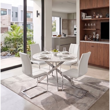 Aldo Round White Dining 5 Pcs Set