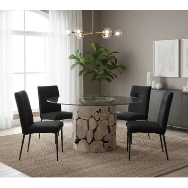 Briar Round Black Dining 5 Pcs Set