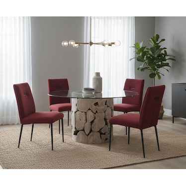 Briar Round Burgundy Dining 5 Pcs Set