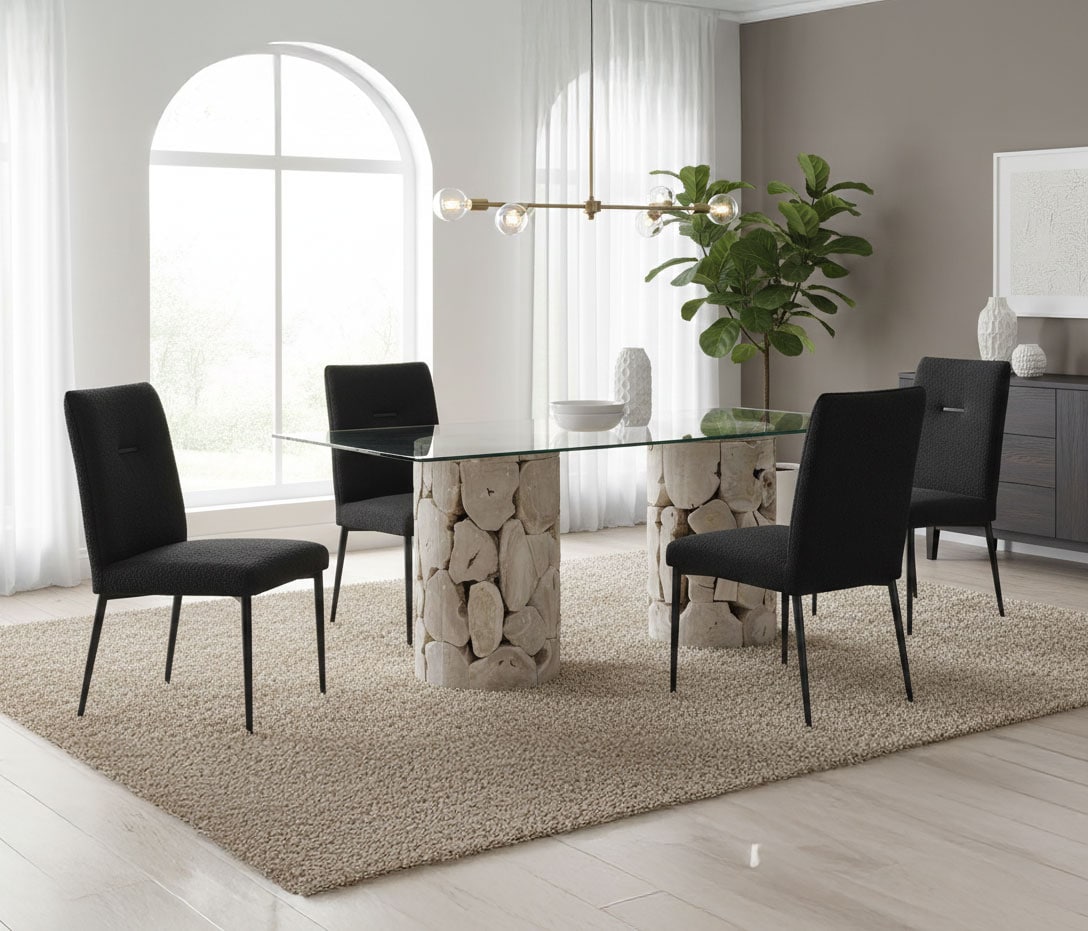 Briar Rectangular Black Dining 5 Pcs Set | Rana