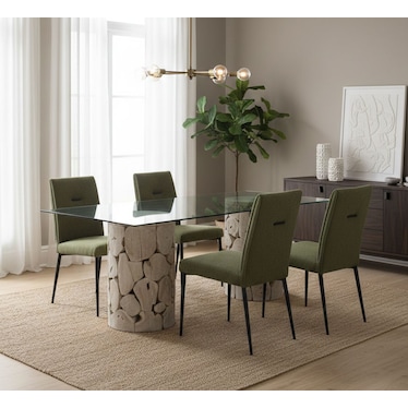 Briar Rectangular Green Dining 5 Pcs Set