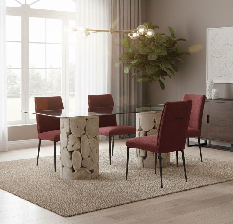 Briar Rectangular Burgundy Dining 5 Pcs Set | Rana