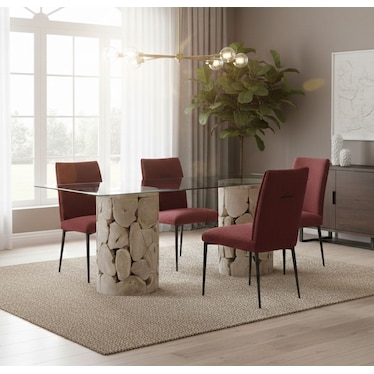 Briar Rectangular Burgundy Dining 5 Pcs Set