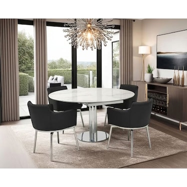 Aralia White Top Black Dining 5 Pcs Set