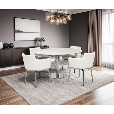 Aralia White Top White Dining 5 Pcs Set