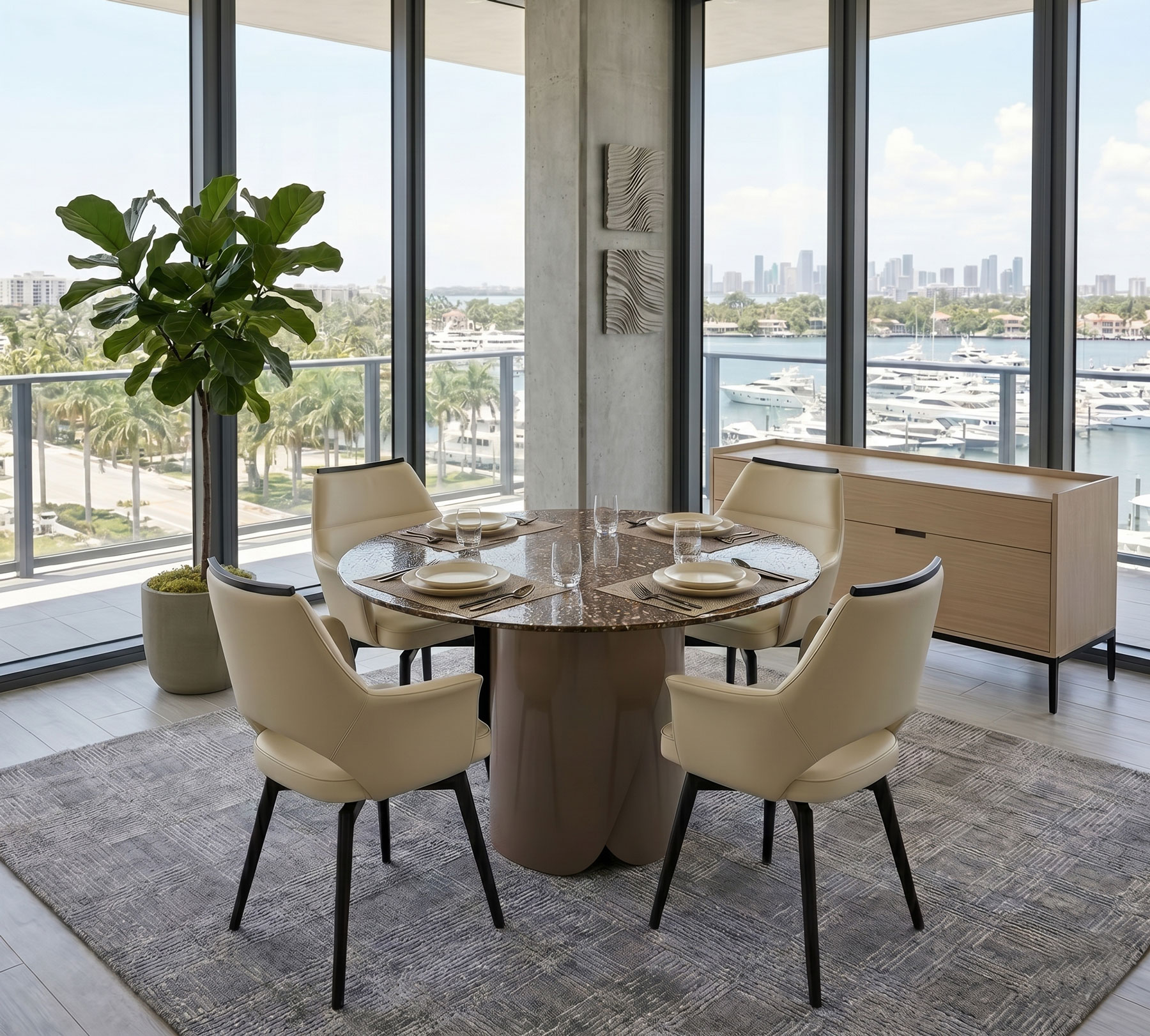 Renata Beige Dining 5 Pcs Set | Rana