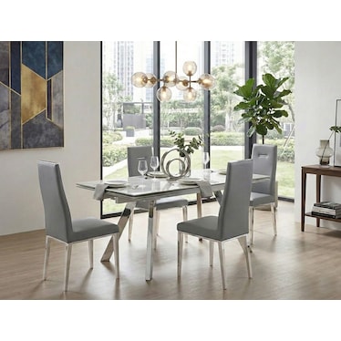 Giselle Ceramic Gray Dining 5 Pcs Set