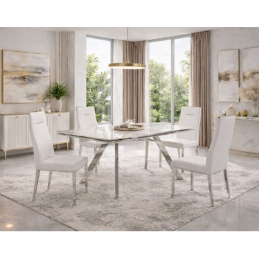 Giselle Ceramic White Dining 5 Pcs Set
