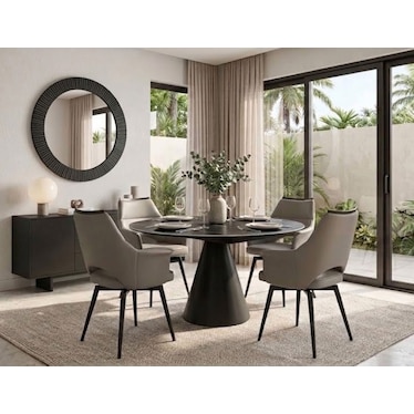 Cannes Black Ceramic Top Gray Dining 5 Pcs Set