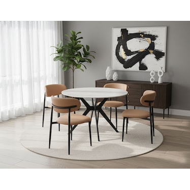 Lily Toffee Round Dining 5 Pcs Set