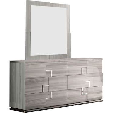 Infinity Gray Dresser & Mirror 2 Pcs Set