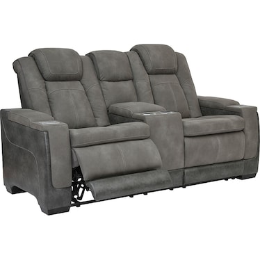 Durapella Gray Dual Power Loveseat