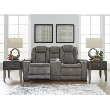 Durapella Gray Dual Power Loveseat