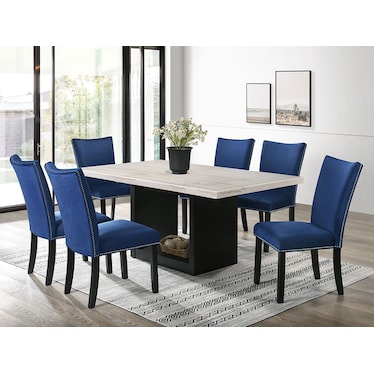 Folando Blue Velvet Dining 5 Pcs Set