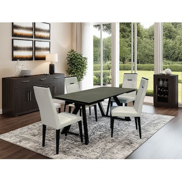 Giselle Black Ceramic Silver Dining 5 Pcs Set