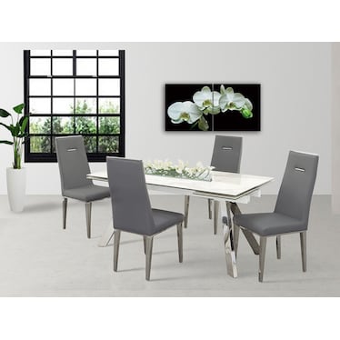 Giselle Ceramic Gray Dining 5 Pcs Set