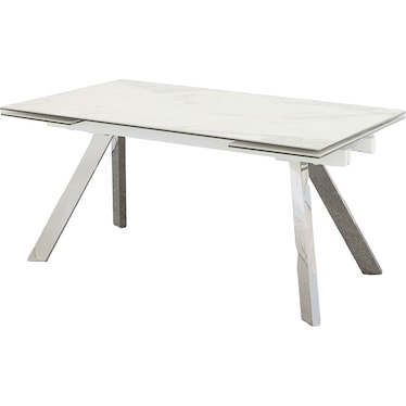 Giselle White Ceramic 95" Extendable Dining Table