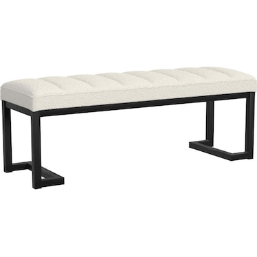 Griffin White Boucle Bench