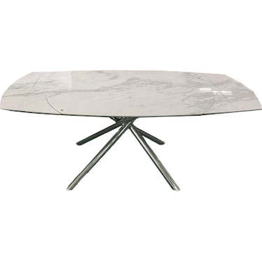 Jackie White Ceramic Top 70" Extendable Dining Table