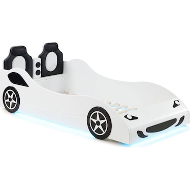 Jensen White Twin LED Car Bed