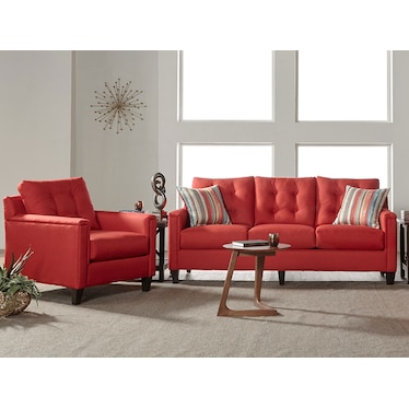 Jitterbug Red Sofa & Chair 2 Pcs set