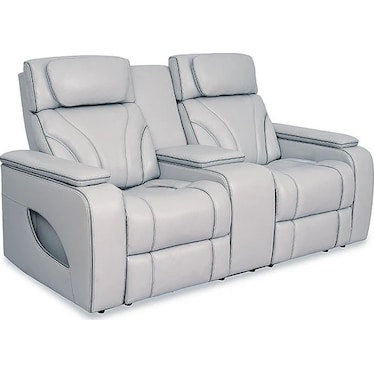 Josh Silver Leather Dual Power Recliner Loveseat