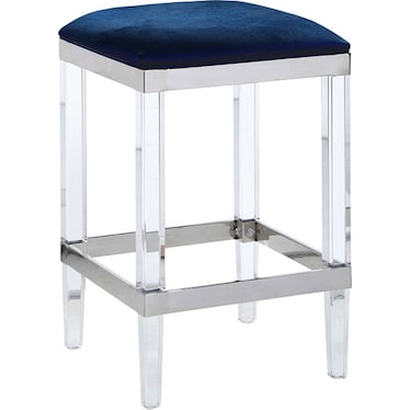 Julie Blue Velvet 28" Backless Stool