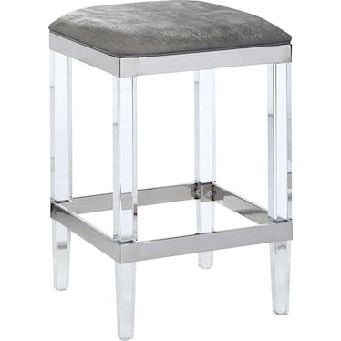 Julie Silver Velvet 28" Backless Stool