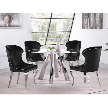 Kai Black Round Dining 5 Pcs Set